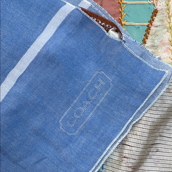 Coach New York Thin Soft Woven Cotton Stripe Scarf - Picture 2 of 7